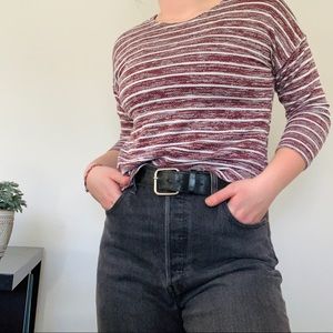 Soft mid sleeve striped shirt